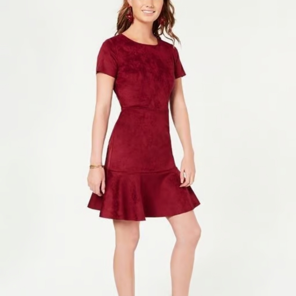 NWT Burgundy Faux Suede Sheath Dress